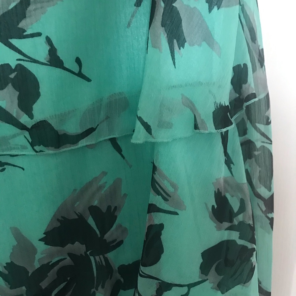 Floral Ruffle Teal Dress - Picture 2 of 4
